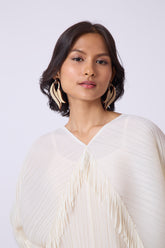 Model in flowy co-ord, front view